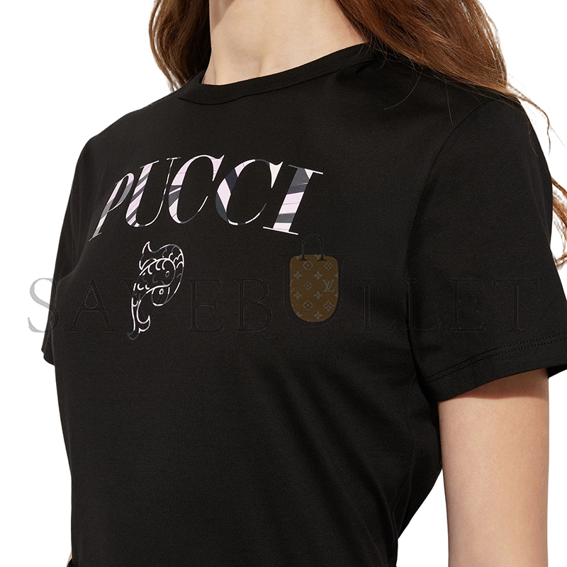 PUCCI COTTON T-SHIRT WITH PUCCI LOGO 5UTP755U983999